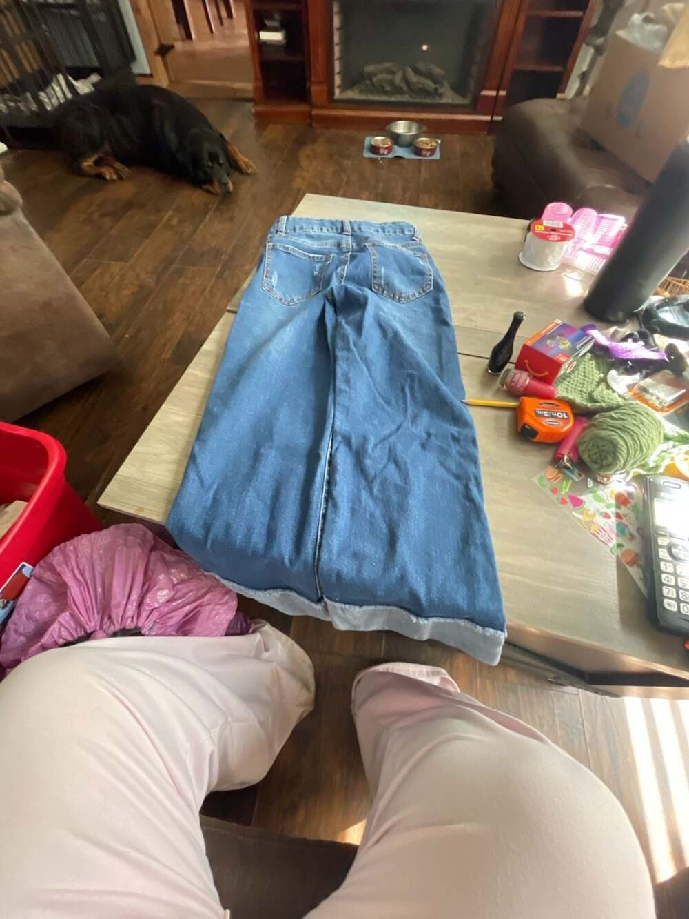 Gogo Star Blue Wide Leg Cuff Denim Jeans with Adjustable Waist girls 8
